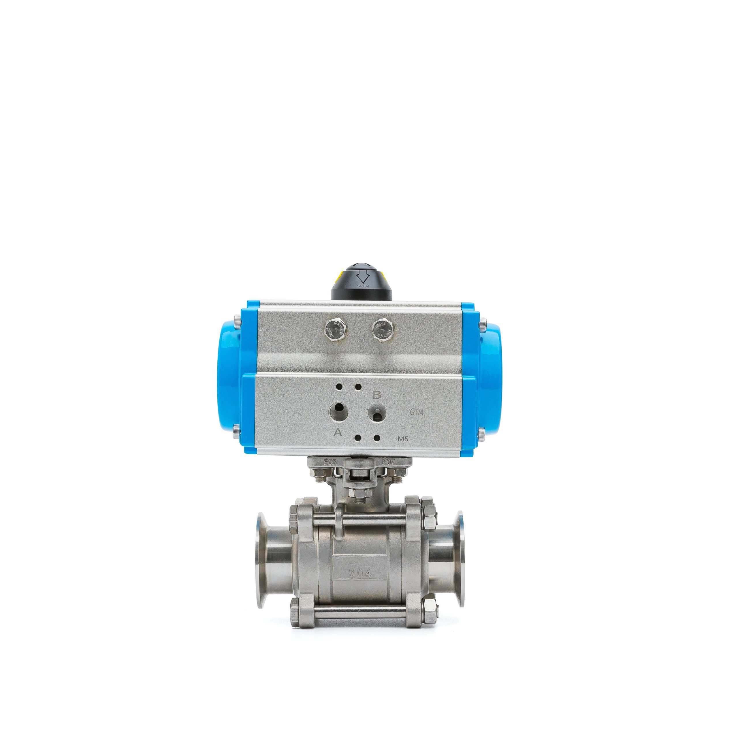 Sanitary Pneumatic 3-Piece Tri-Clamp Ball Valve
